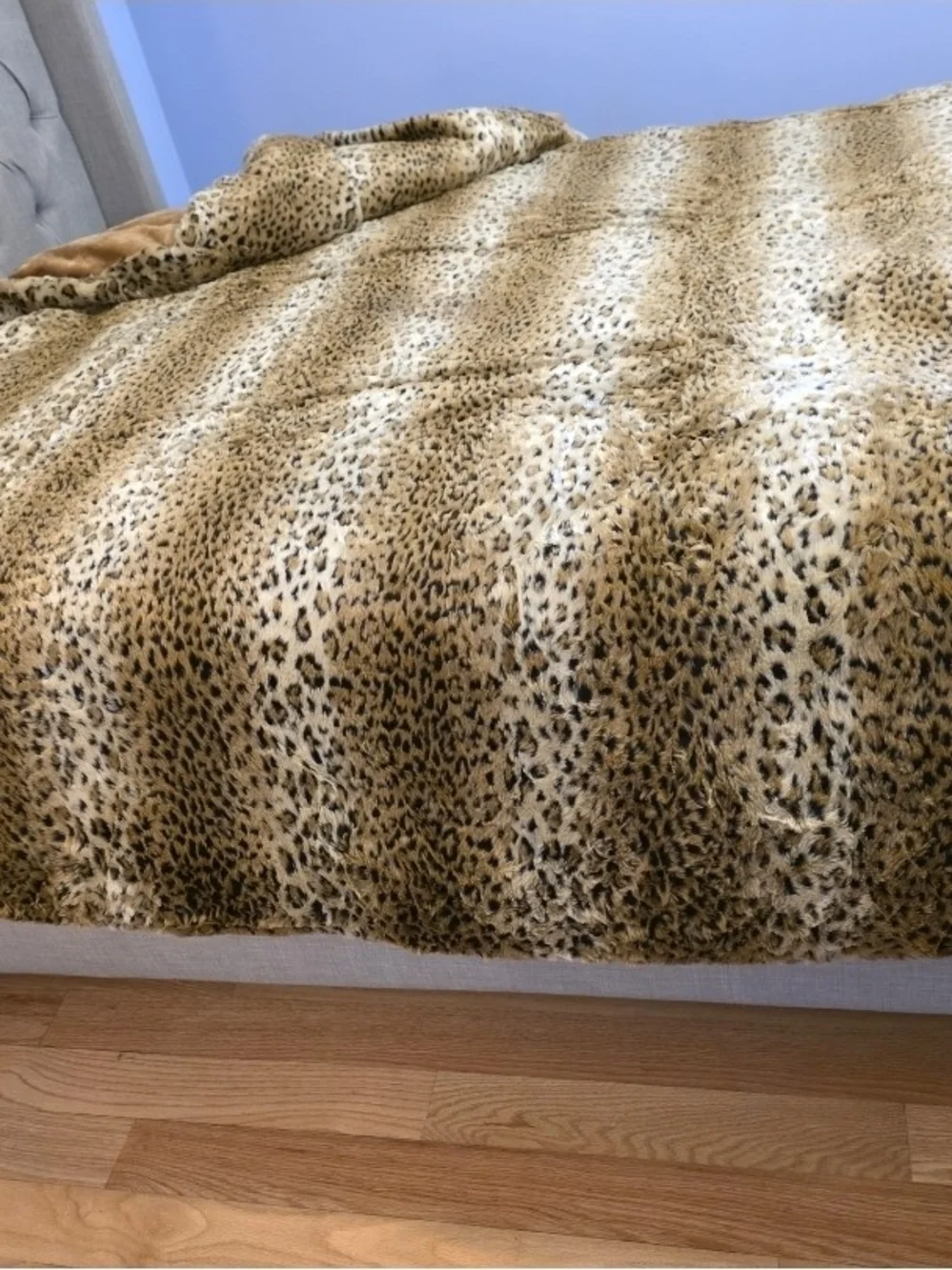 Macy's Leopard Print Faux Fur Duvet Cover in Tan and Black